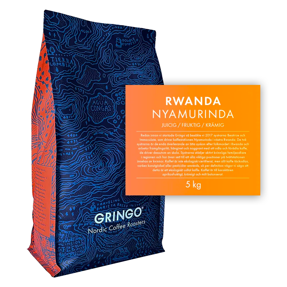 Gringo Nordic - Rwanda Nyamurinda - Mellanrostade hela kaffebönor - 5kg STOR PÅSE