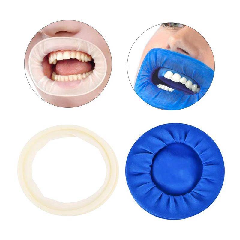 10 st Dental engångsgummi Steril munöppnare Oral Kind Expander Upprullare Gummi Upprullare Gummi Barriär Tandvård vit/blå