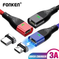 FONKEN Magnetkabel Typ C Kabel Micro USB Snabbladdningssladd Magnet Snabbladdning Datakabel 1M Cable no Plug svart