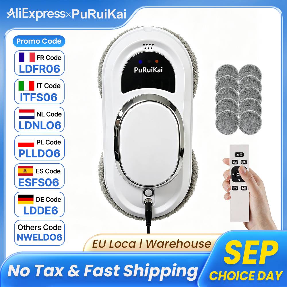 PuRuiKai 01 Intelligent Window Cleaning Robot, Fully Automatic Window Cleaning, 5-Meter Climbing Rope, 4-Meter Extension Cable, Best-Selling Model