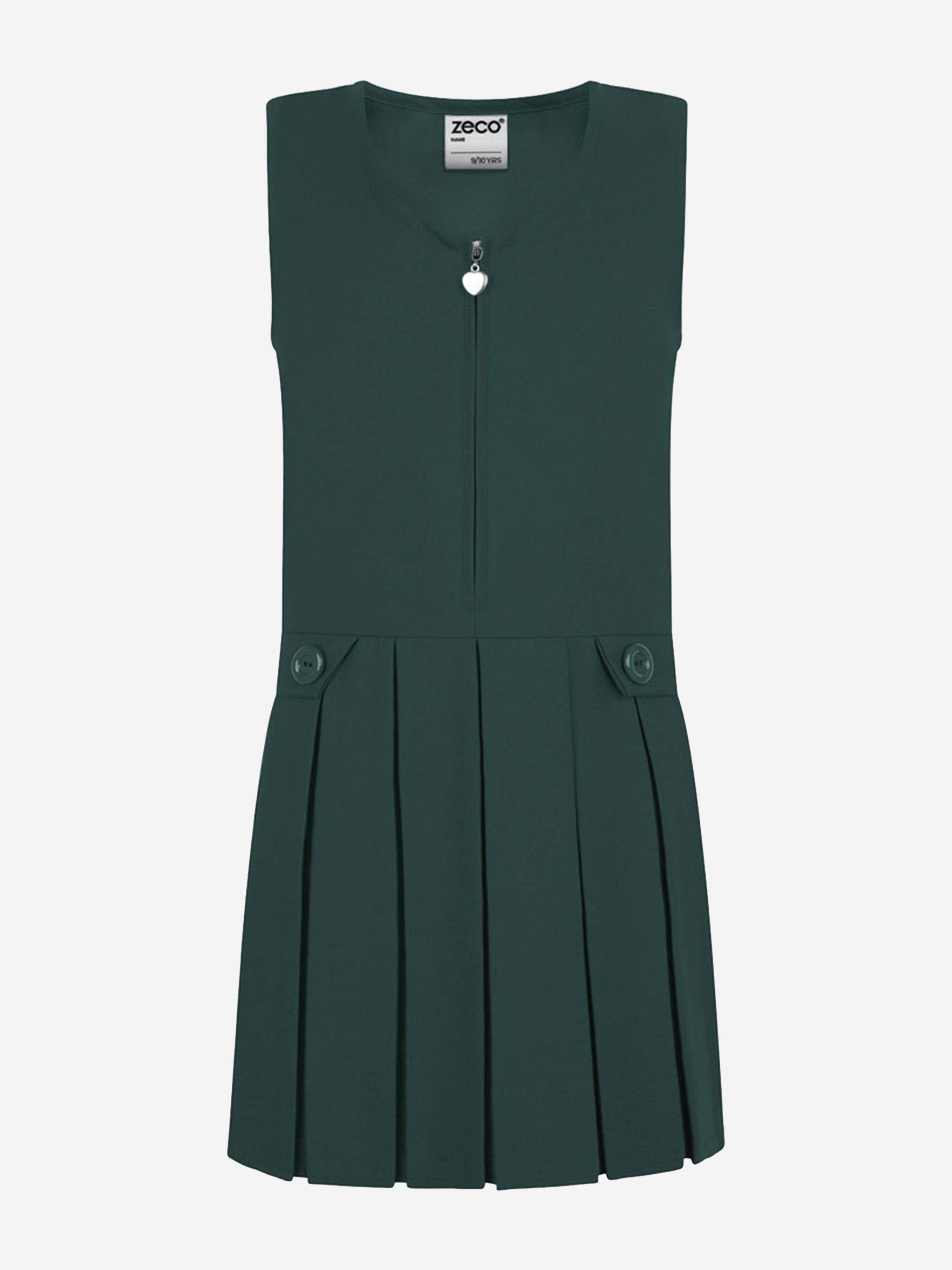 Zeco Girls School Zip Front Pinafore Dress in Green - Multicoloured / 4 - 5 Yrs (4 - 5 Yrs)