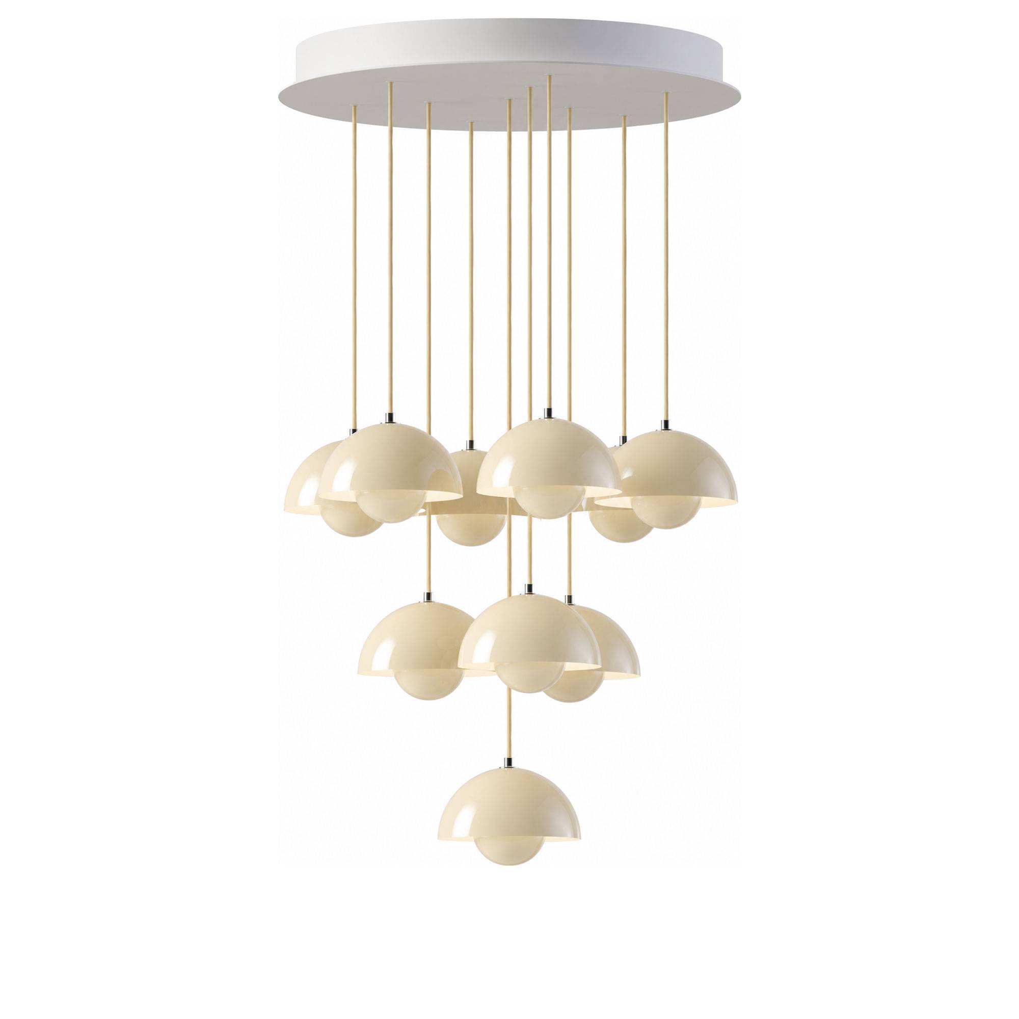 &Tradition - Flowerpot Chandelier VP10 10 Pendants ivory - Takkronor - Verner Panton - Beige