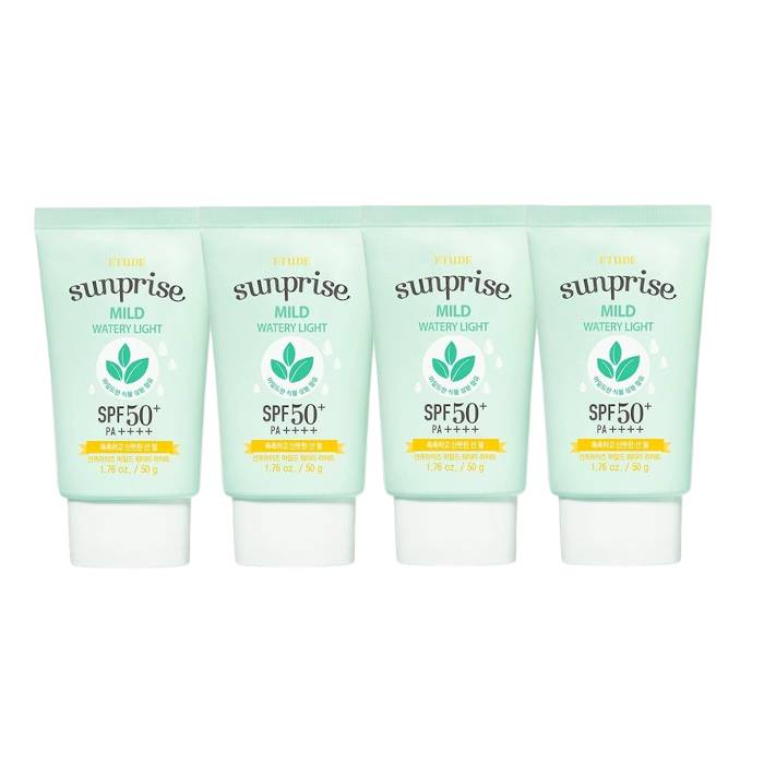 [Deal] ETUDE - Sunprise Mild Watery Light Sunscreen SPF 50+ PA++++ - 50g (4ea) Set - black