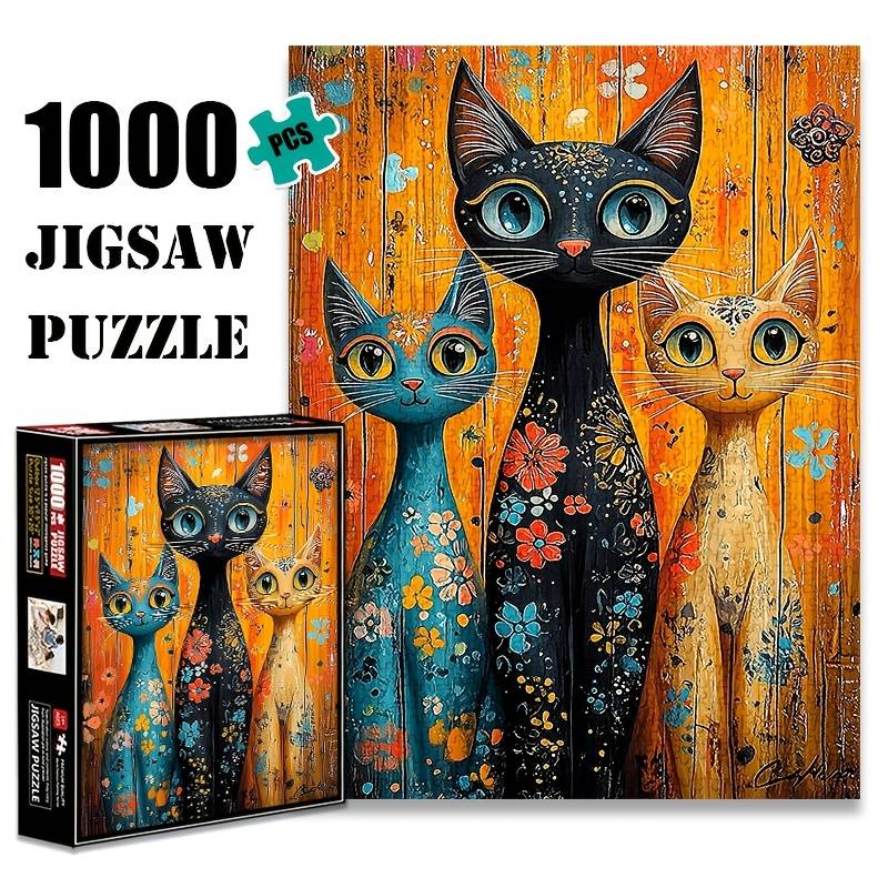 Long-necked Cat 1000pcs Paper Jigsaw Puzzle, Large Puzzle Toy, Exquisite Game Gift, Family Interactive Game, Diy Decorative , Holiday Gift