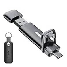 SSK Extern SSD-hårddisk på 512 GB, bärbar SSD-enhet, USB 3.2 Gen 2-minne upp till 1 000 MB/s, 2-i-1 OTG solid state drive dubbel USB A-nyckel och typ C mobil dator, videofoton, MacBook Pro Air och mer