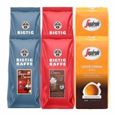 Mixpaket 6kg Rigtig Kaffe Super Crema, Crema Intenso & Segafredo Caffé Crema Dolce Hela kaffebönor