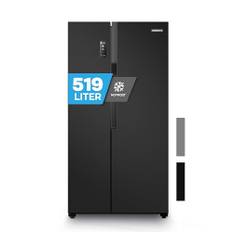 Heinrich´s Side-by-Side Kühlschrank, Kühlgefrierkombination mit 519L Mega Gesamtvolumen, NO-FROST, 185L Gefriervolumen, LED Beleuchtung,LED Touch-Bedienung, Multi-Airflow-System, Schwarz-inox