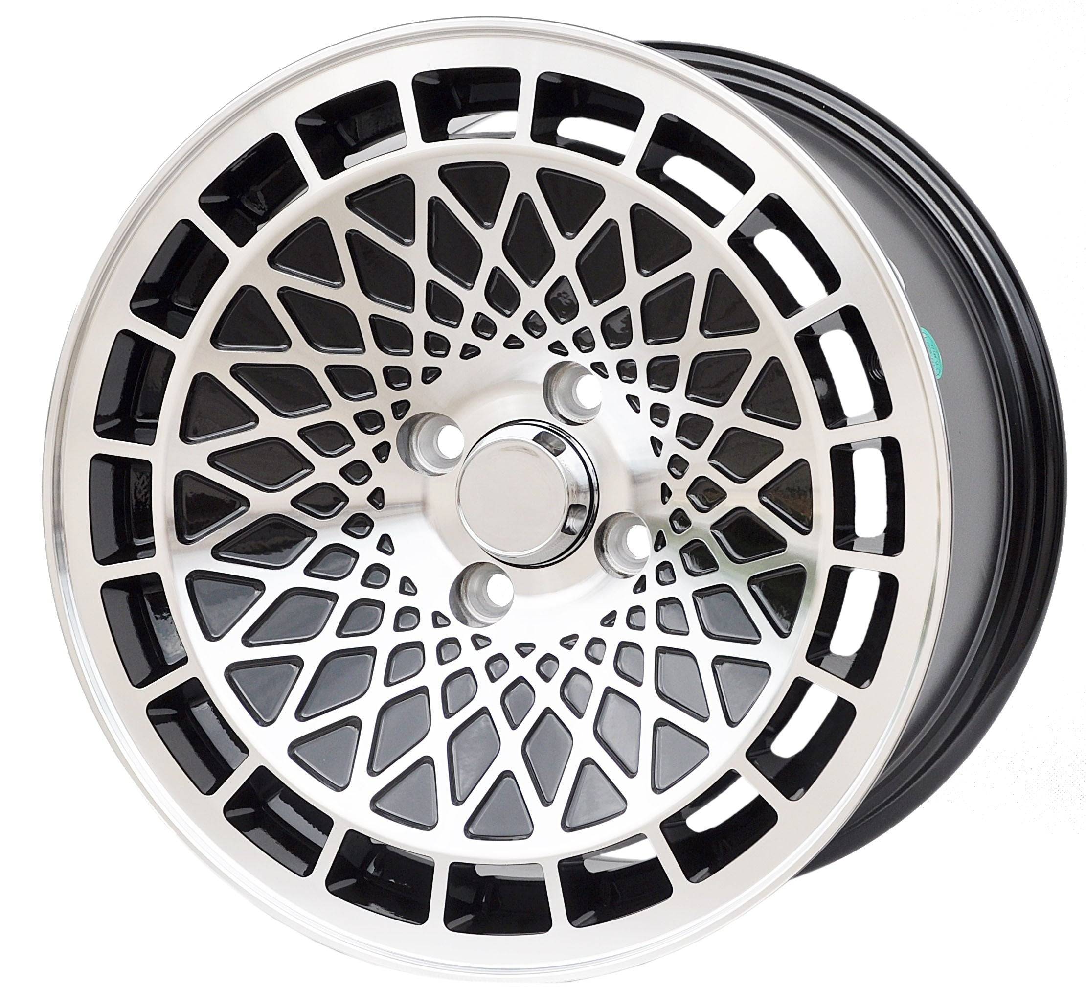 PDW 441/519 Alufælge 15" 8J 4x100 ET25 – Poleret/sort (sæt á 4)