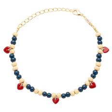 Color Ball Heart Armbånd - Soft Yellow/Retro Dark Blue - Onesize