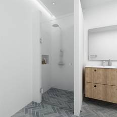 Brusedør m. chrom hængsler & greb, 8 mm klart glas - Aquatrend