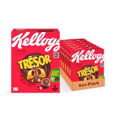 Kellogg's Tresor Choco Nut Flavour (6 x 410 g) – knusprige Frühstückscerealien mit schmelzender Schoko Creme Füllung mit Schokoladen-Haselnuss-Geschmack – Tresor. Crazy Tasty.