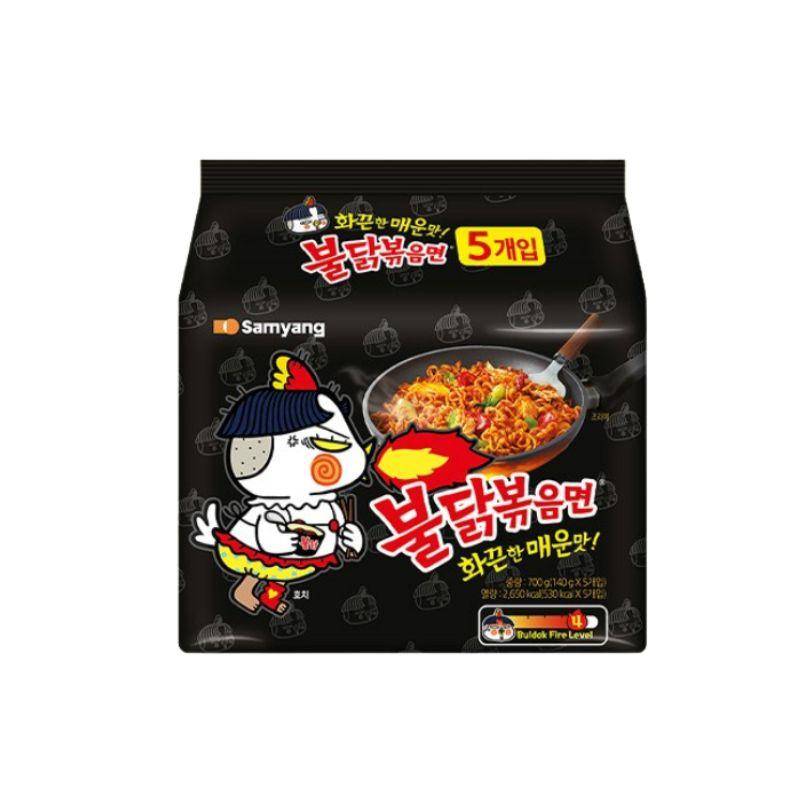 Samyang Buldak Het Kycklingsmak Ramen 140g x 5 Förpackningar Koreanska Kryddiga Nudlar black