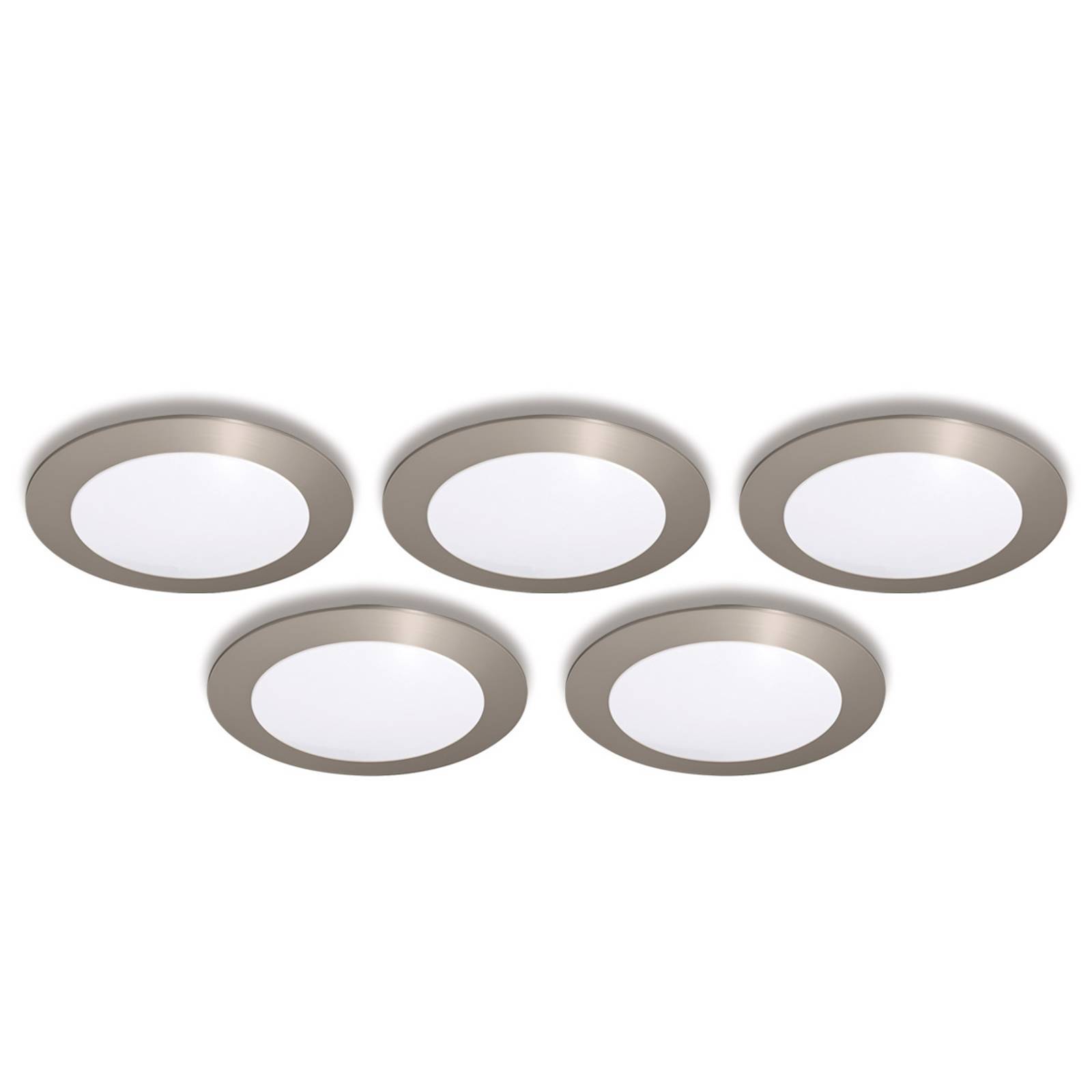 Hera Inbyggnadslampa FR 68-LED 5dels-set varmvit, Aluminium / grå / zink, Vardagsrum / matsal, Syntetmaterial, Modern