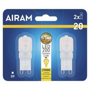 LED G9 Pære Airam Mat 2700K 200L 2 stk. pakke