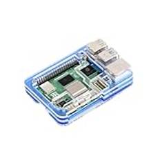 Waveshare Transparent And Blue Acrylic Case For Raspberry Pi 5, Supports Installing Official Active Cooler, Dustproof