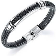 OPK Fashion Jewelry Wholesale Hip Hop Hand Woven Leather Stainless Steel Adjustable Bracelet For Men
