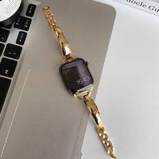 1st metallband kompatibelt med Apple Watch 38/40/41/42/44/45/46/49 mm kompatibelt med Apple Watch Ultra/SE/S10/9/8/7/6/5/4/3/2/1, Tjock stil - Guld (38/40/41,42/44/45/49,S10-42mm,S10-46MM)