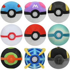 9 stilar Pokémon Pokeball plyschdockor Pocket Monster Elf Great Ball, Ultra Ball, Master Ball, Premier Ball, Ultra Ball, Beast Ball, Strange Ball, Dus - Multifärgad (Blå boll,Röd boll,Svart boll,Lila boll,Vit boll,Ultra Ball,Beast Ball,Konstig boll,Skymningsboll)