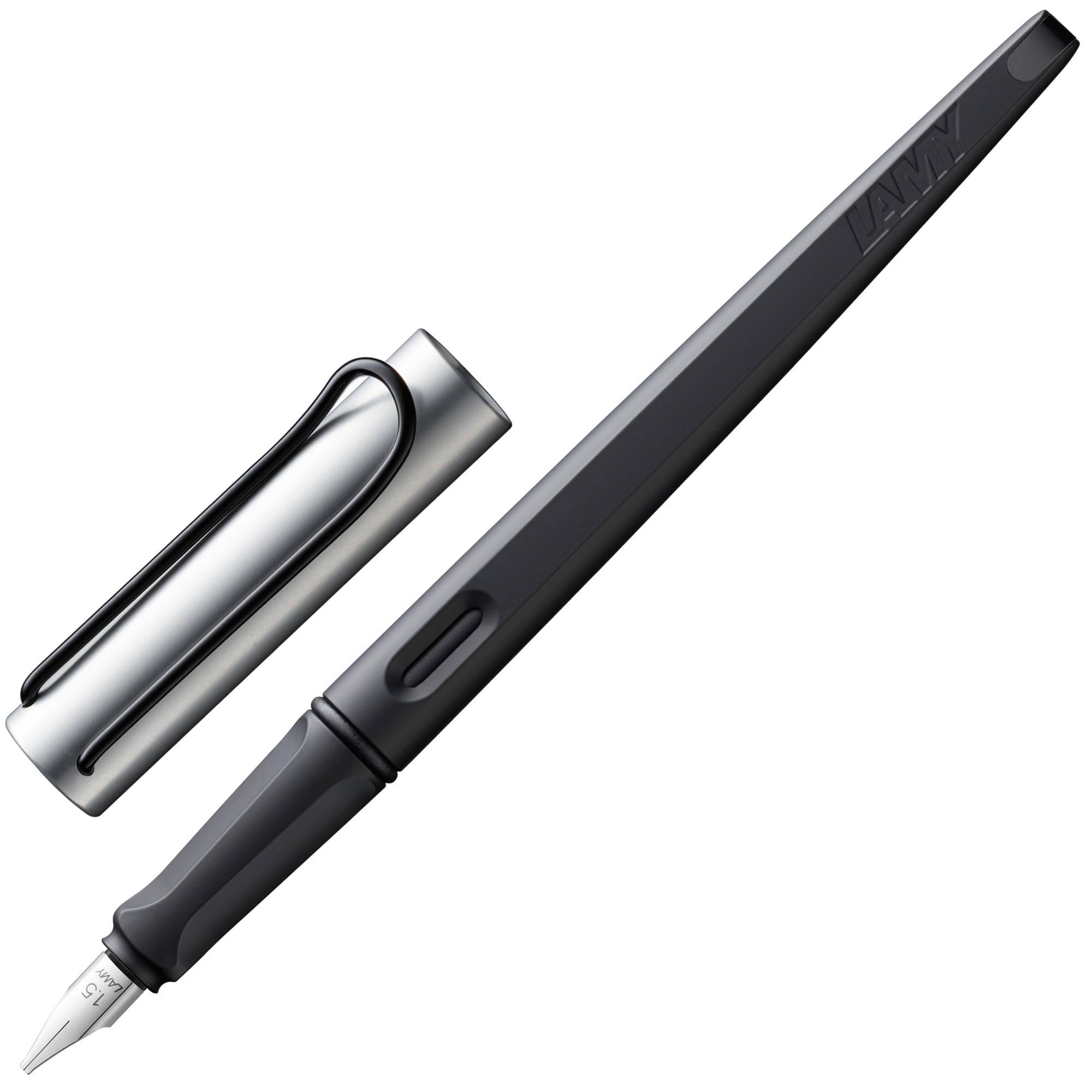 LAMY Joy AL Fountain Pen Ergonomic Grip and Polished Steel Line Width Ribbon Nib Calligraphy Fountain Pen Includes LAMY T10 Blue Ink Cartridge - Nib,