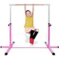 COSTWAY Gymnastik gymnastikstång, höjdjusterbar, gymnastikstänger kan belastas upp till 100 kg, pull up-stång, träningsutrustning, träningsstång för inomhusbruk, hemmaträning (rosa)
