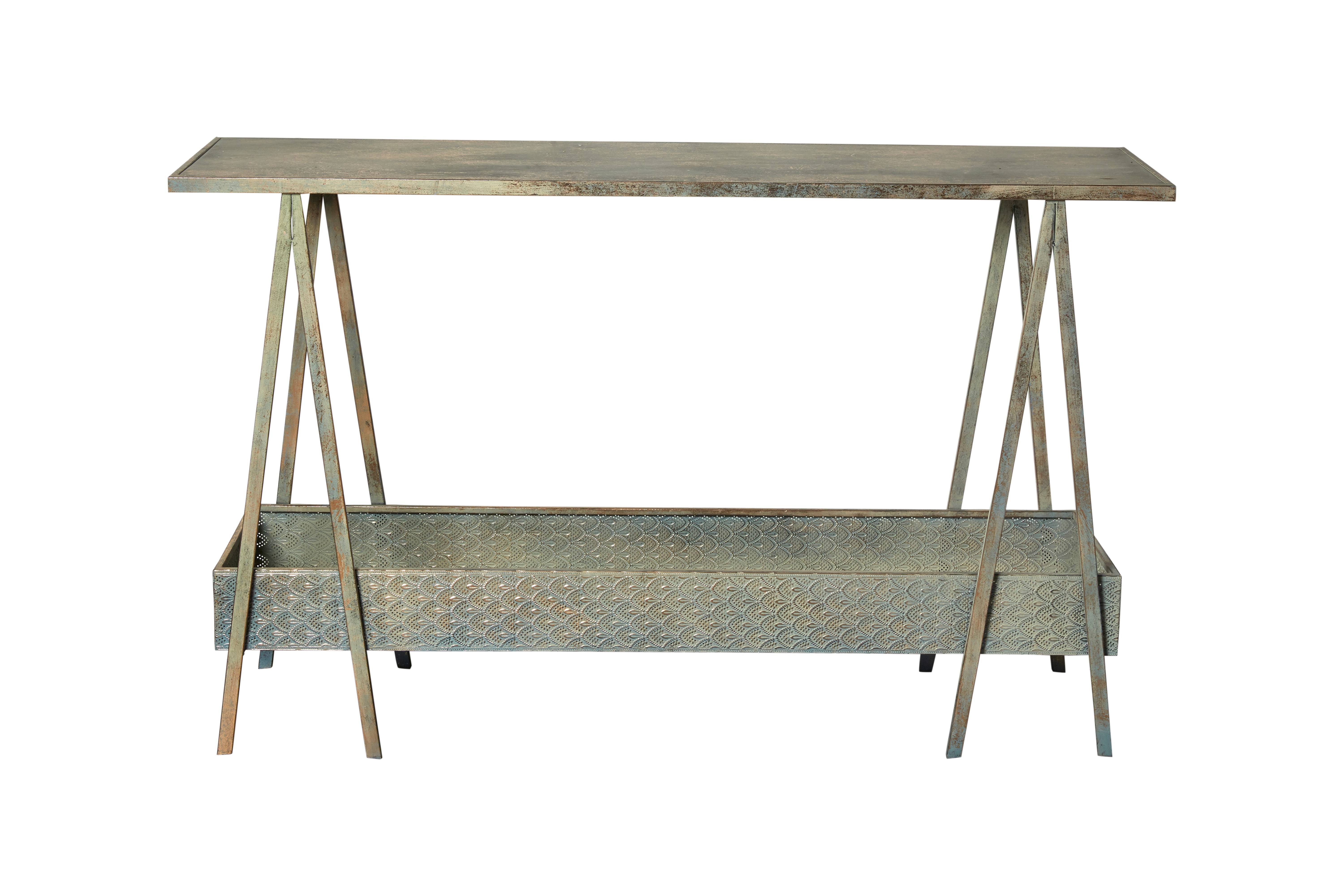 Konsolbord m/hylde 125x35x77cm i metal