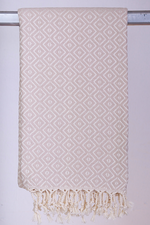Hamam Double sided Diamond beige, lille eller stor - 50 * 100 cm Gæstehåndklæde