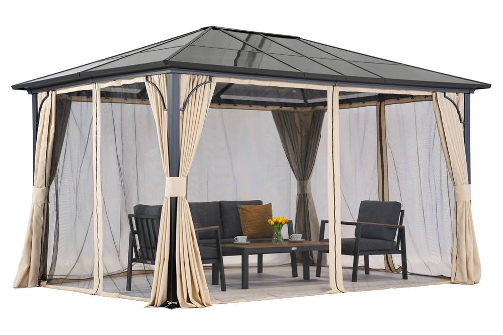 Modernt trädgårdspaviljong Santiago Premium 3x3,6m Garden Point beige