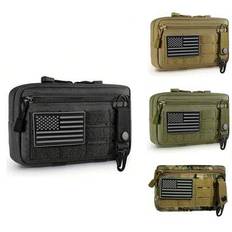 Outdoor EDC Hunting Toolkit Multifunctional Molle Pouch, Multifunctional Camouflage Waist Pack Coin Purse, Nylon Portable Men's Waist Bag With America - Multicolor - Black,Green,Khaki,CP