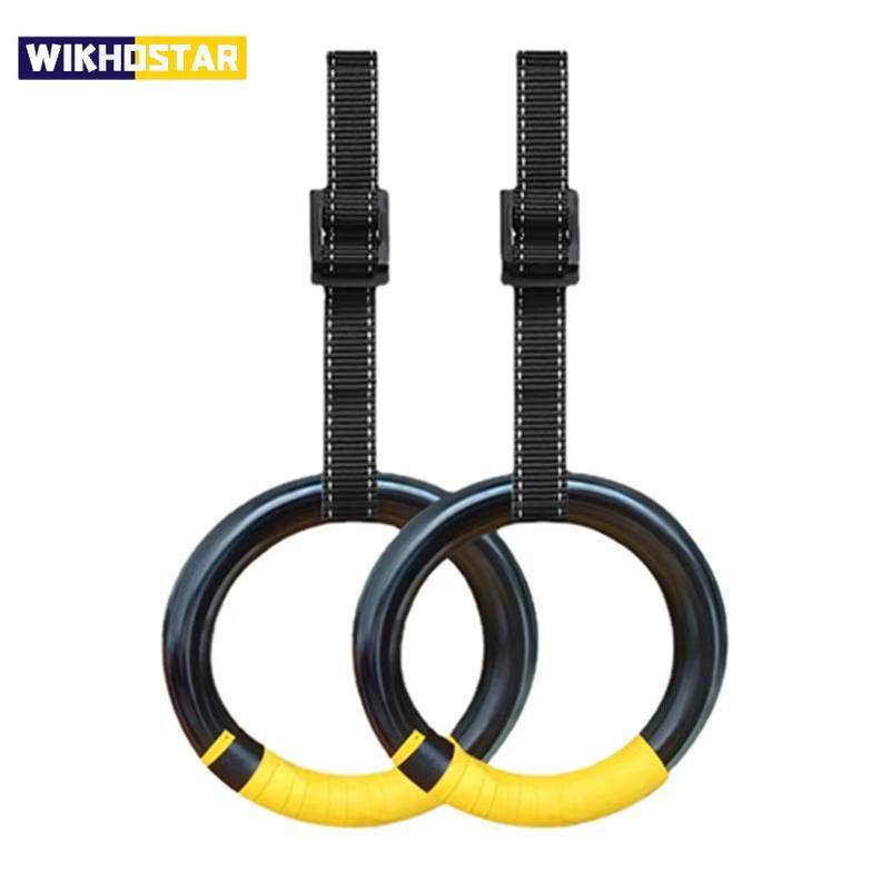 1 par gymnastikringar 1000 lbs kapacitet med 1/2M justerbara spännband Pull-up träningsringar Halkfria ringar för hemmaträning vit