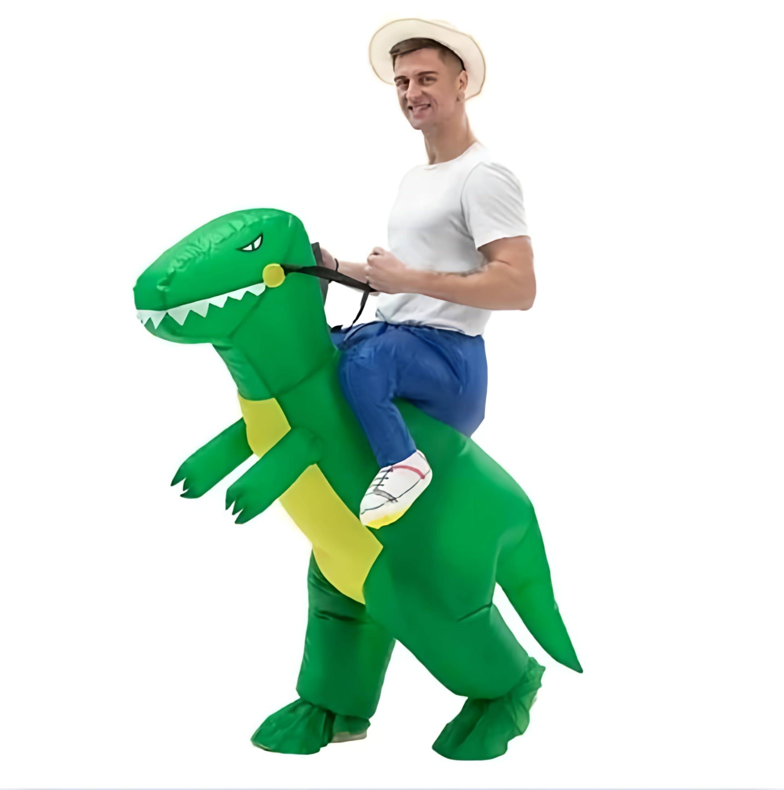 [bubulu] Halloween Dinosaur Costume, One Size Fits All, Adult, Inflatable Kigurumi, Fun Cosplay Costume for Events and Parades (Green)