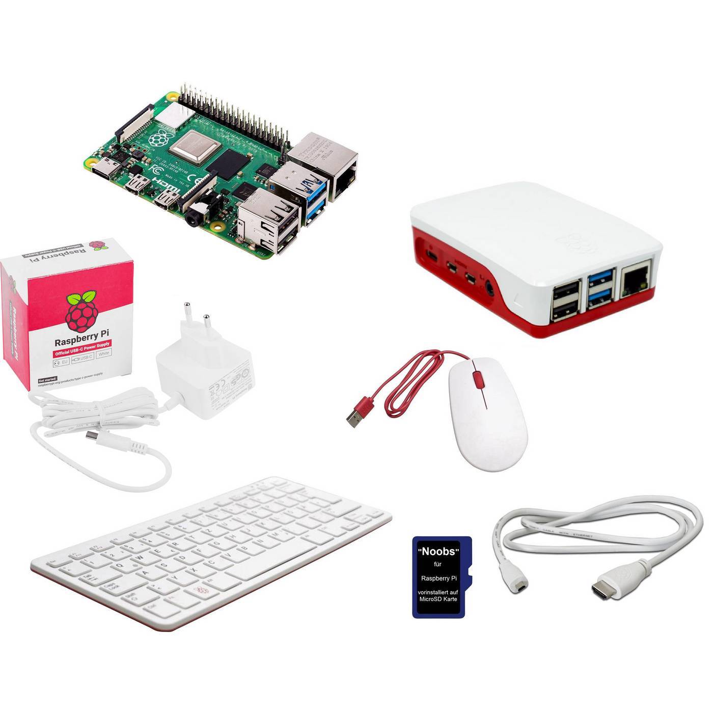 Raspberry Pi® Desktop Kit Raspberry Pi® 4 B 2 GB 4 x 1.5 GHz inkl. tangentbord, inkl. mus, inkl. Noobs OS, inkl. nätdel, inkl. hölje, inkl. HDMI-kabel
