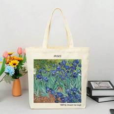 Van Gogh Starry Night World-Famous Oil Painting Art Canvas Tote Bag For Women Girl Reusable Tote Bag Foldable Large Capacity Leisure Shopping Bag Clau - Multicolor - Multi-size