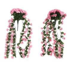 2PCS Artificial Violet Hanging Flowers Simulation Plastic Fake Plants for Decoration Garden Patio rosa