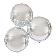 Folieballonger Orbz Silver - 3-pack
