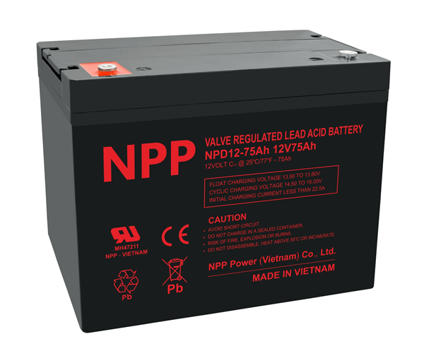 NPP Power AGM blybatteri 12V 75Ah.