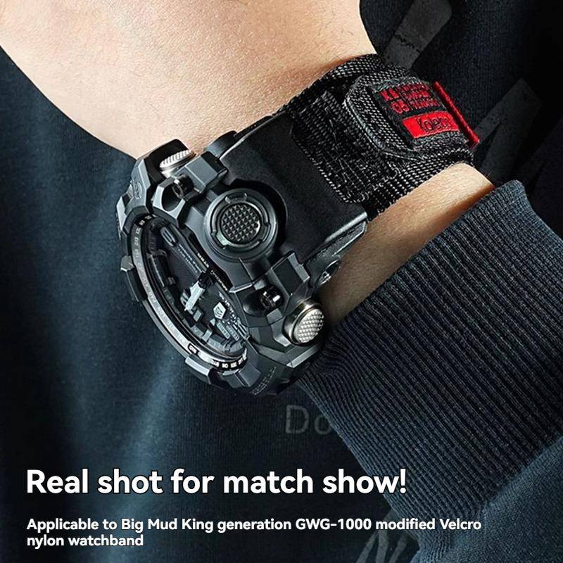 för Casio G-SHOCK mudmaster GWG-1000/GB-serien sportklättring nylonduk klockarmband för män tillbehör armband grå färg