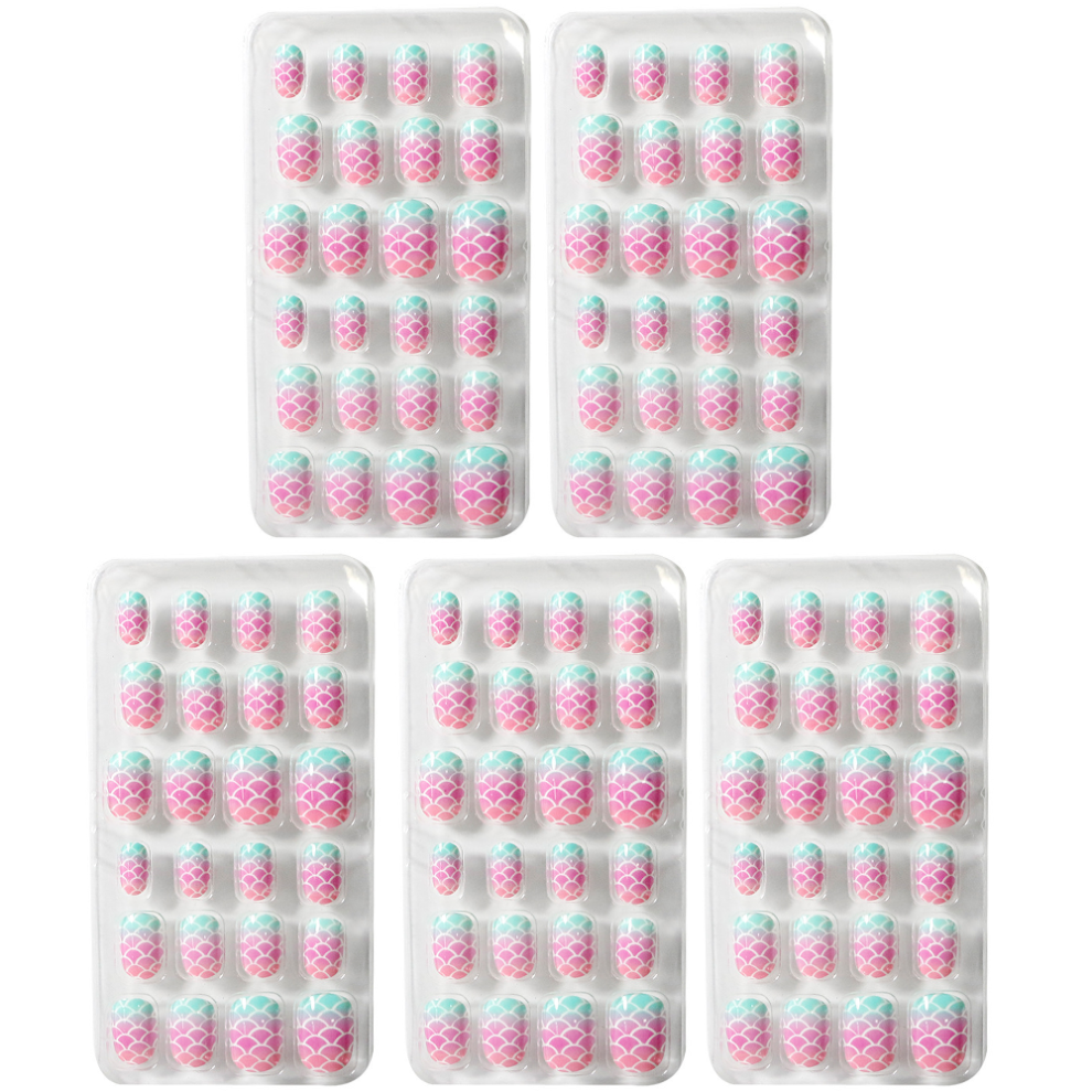 Barnpressnaglar Barn Lösnaglar Konstnageltippar Flickor Heltäckande Korta Lösnaglar Nagelkonstdekoration