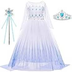 YOGLY ELSA Kostym med kappa flicka frost prinsessa klänning karneval festklänning och tillbehör krona trollstav kostym för halloween jul karneval födelsedag fest cosplay balklänning outfit