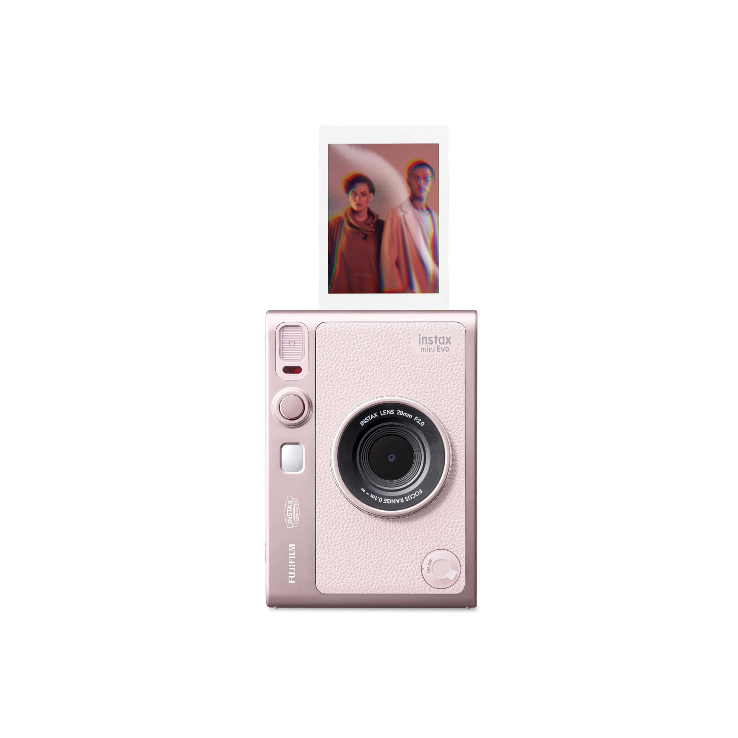 instax mini EVO hybrid digital camera and photo rear LCD 10 lenses and 10 film uses separately sold instax mini Gentle Rose 2-in-1 printer, 2.7-inch