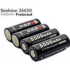 3 st soshine 3.7v 5500 mah 26650 batteribeskyddad 26650 uppladdningsbara litiumjonbatterier cell med batterihållare