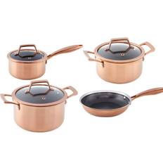 Hâws Santo Sæt – Gryder 1,5 L, 2,2 L, 3,4 L & Stegepande 20 Cm Med Låg Og Hybridbelægning – Rose Gold