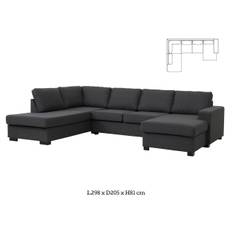 Lexpo Detroit sofa (Omega Anthracite stof, U-Hjørnesofa m. open-end og chaiselong)