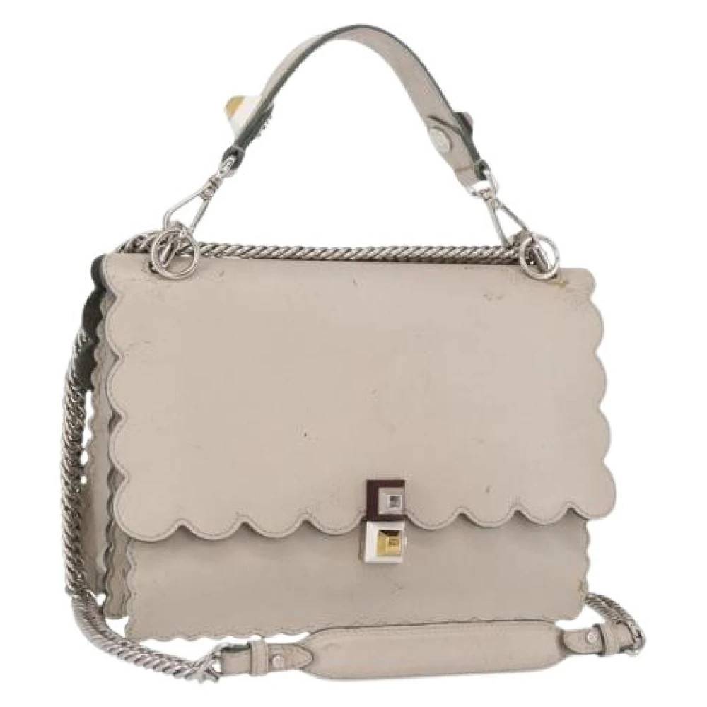 Fendi Vintage Pre-owned Læder Skuldertaske - Vintage - Dame - Grå - ONE SIZE - Uld