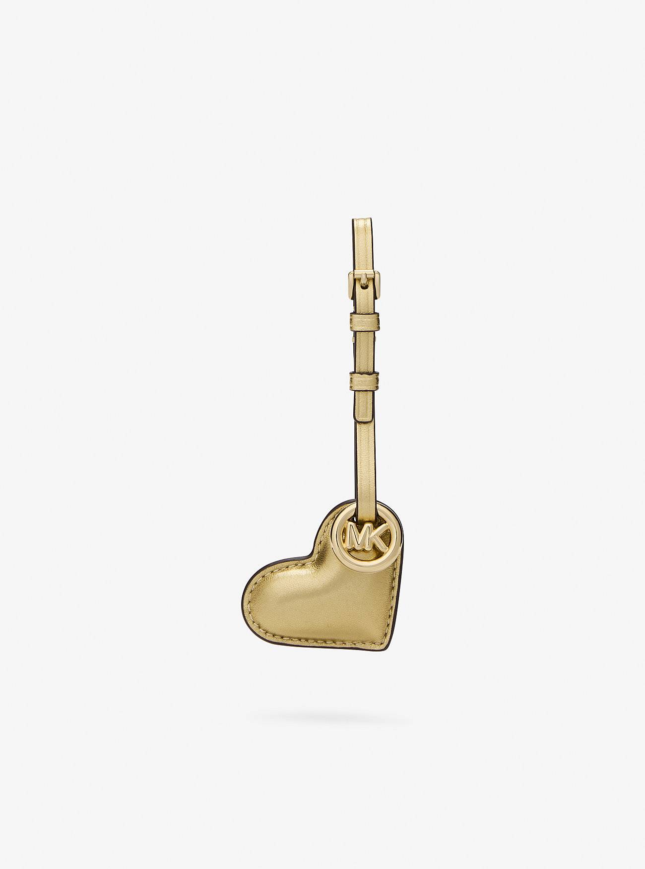 MK Metallic Puffy Heart Leather Bag Charm - Gold - Michael Kors