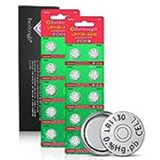 LR1130 batterier, knappceller, AG10 1131 189 1,5 V alkaliskt batteri 20 stycken LR54-knappcell【3 års lagringsgaranti】
