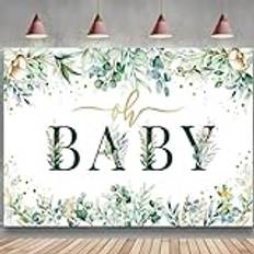 Grön babyshower dekoration guld ballong båge girlang set med bakgrund pojkar och flickor babyshower kön avslöjar fest 250 x 180 cm