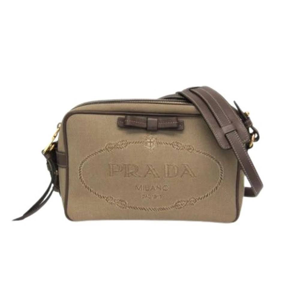 Prada Vintage Pre-owned Logo Jacquard Skuldertaske - Vintage - Dame - Beige - ONE SIZE - Uld