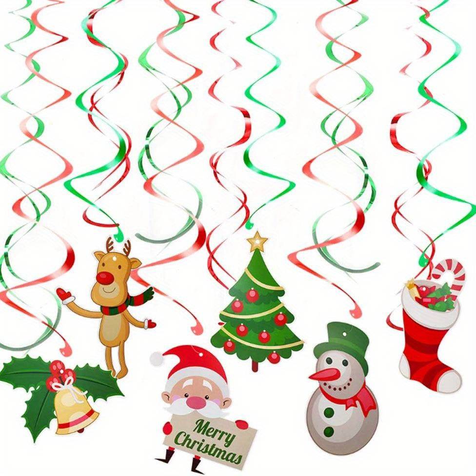 12pcs, Christmas Hanging Swirls Decorations Holiday Snowman Hanging Swirls Ceiling Decorations For Indoor Outdoor Holiday Party Supplies, Halloween Decorations
