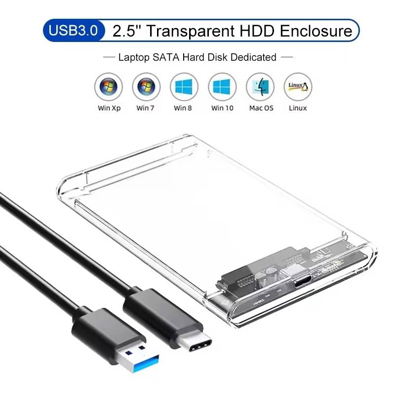 SATA To USB Hard Drive Enclosure USB 3.0 Type C To SATA III Clear Case Storage Case Accessories For Notebook Computer Hard Drive