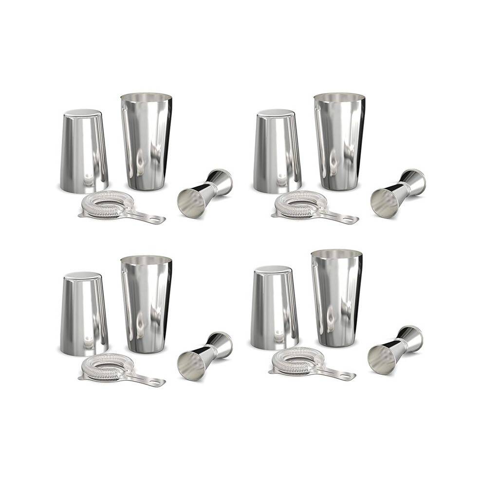 Cocktail Shaker Set: Professional Boston Shaker, Cocktail Strainer and Jigger Set. 8 Piece Premium Stainless Steel